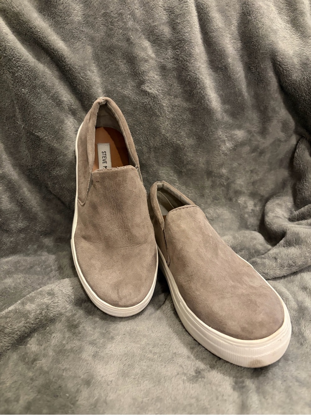 Steve Madden Taupe Suede Slip-On Sneakers